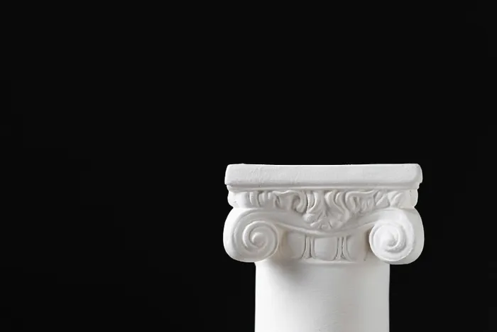 Framed Print : White Ionic Design Column Print on Dark Background Framed Print : White Ionic Design Column Print on Dark Background