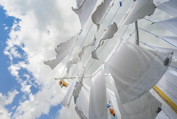 Framed Print : White Laundry on a Swiss Clothesline Print