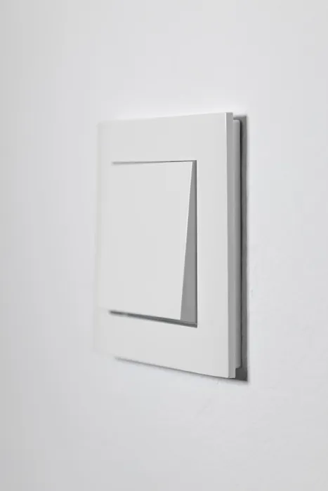 Framed Print : Minimalistic White Light Switch Print Framed Print : Minimalistic White Light Switch Print