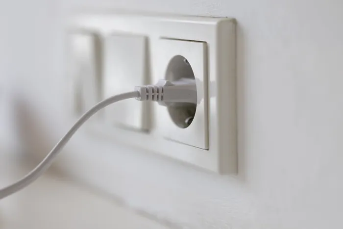 Framed Print : White Power Plug in Socket Print, Cologne, Germany Framed Print : White Power Plug in Socket Print, Cologne, Germany