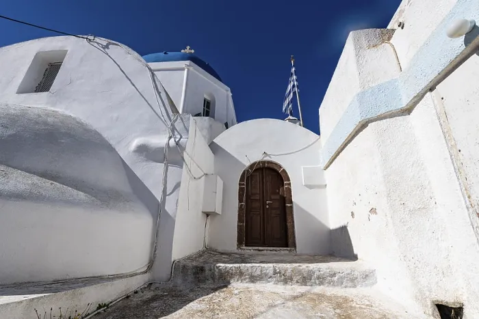 Framed Print : Whitewashed Architecture Print in Pyrgos, Santorini Framed Print : Whitewashed Architecture Print in Pyrgos, Santorini