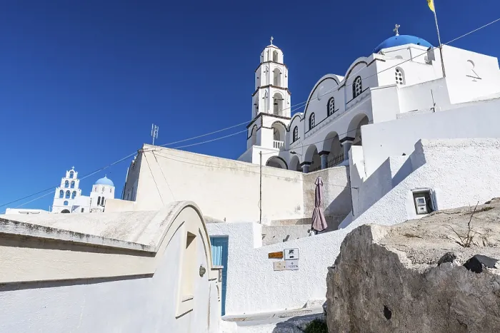 Framed Print : Whitewashed Architecture Print in Pyrgos, Santorini Framed Print : Whitewashed Architecture Print in Pyrgos, Santorini
