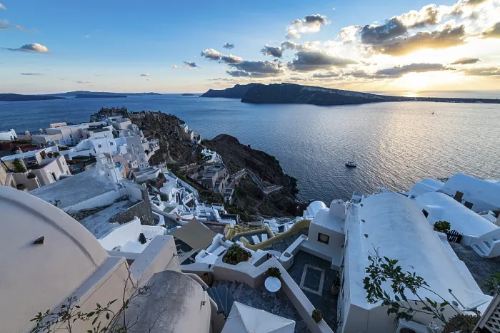 Framed Print : Whitewashed Architecture Print at Sunset, Oia, Santorini Framed Print : Whitewashed Architecture Print at Sunset, Oia, Santorini
