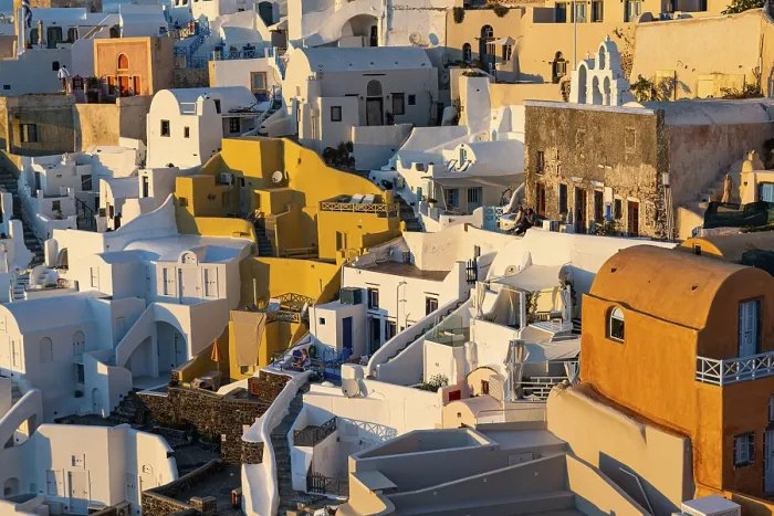 Framed Print : Whitewashed Architecture Print at Sunset, Oia, Santorini Framed Print : Whitewashed Architecture Print at Sunset, Oia, Santorini