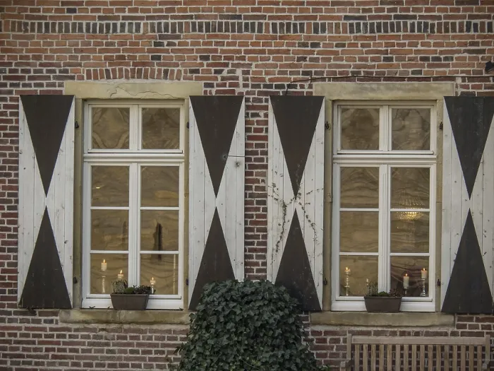 Framed Print : Two Whitewashed Windows Print, Billerbeck, Germany Framed Print : Two Whitewashed Windows Print, Billerbeck, Germany