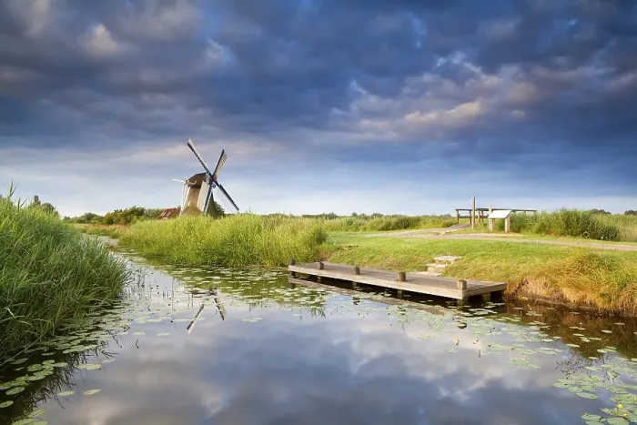 Framed Print : Windmill Print with Riverside Reflection Framed Print : Windmill Print with Riverside Reflection