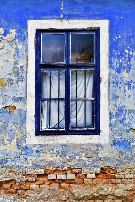 Framed Print : Window Facade Print with Flaking Paint, Krems, Austria Framed Print : Window Facade Print with Flaking Paint, Krems, Austria