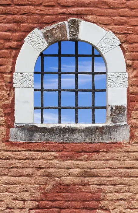 Framed Print : Window with grilles in wall Print Framed Print : Window with grilles in wall Print