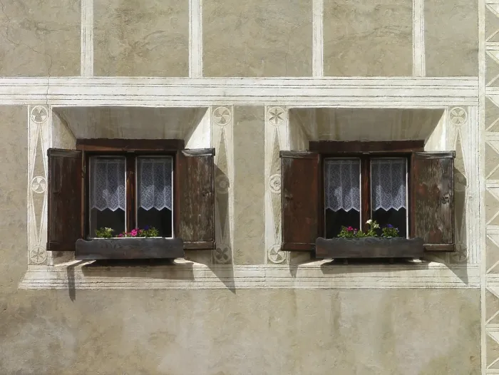 Framed Print : Print of Windows in Guarda, Portugal Framed Print : Print of Windows in Guarda, Portugal