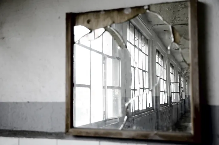 Framed Print : Windows Reflected in a Broken Mirror Print Framed Print : Windows Reflected in a Broken Mirror Print