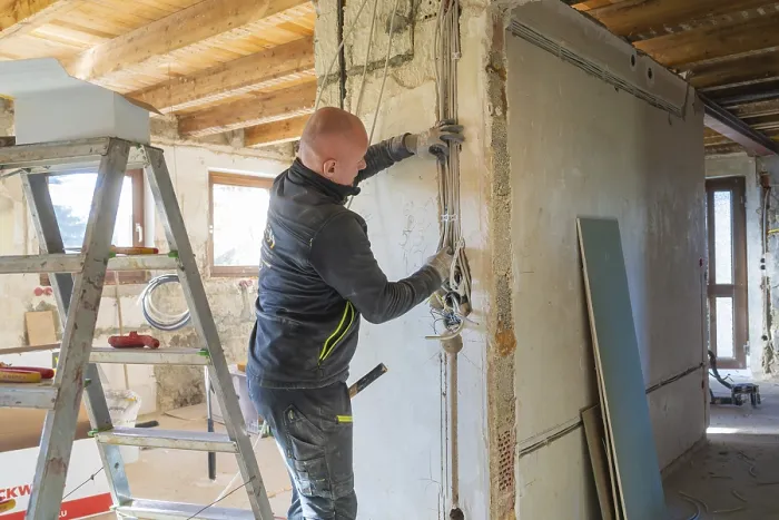 Framed Print : Construction Site Cable Installation Print
