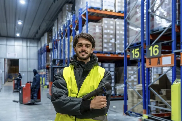Framed Print : Worker in Cold Storage Warehouse Print Framed Print : Worker in Cold Storage Warehouse Print