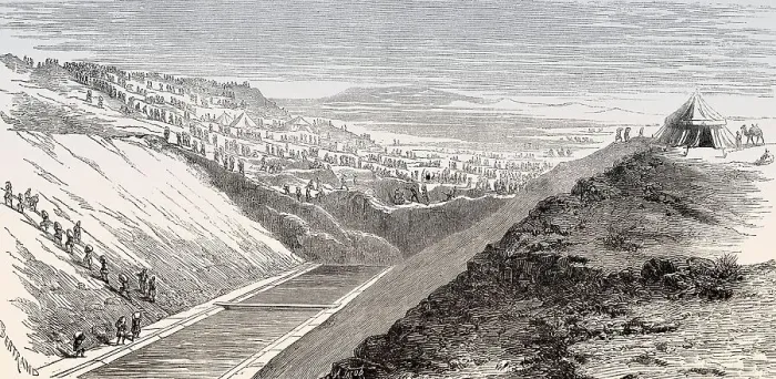 Framed Print : Suez Canal Construction Print, 1862