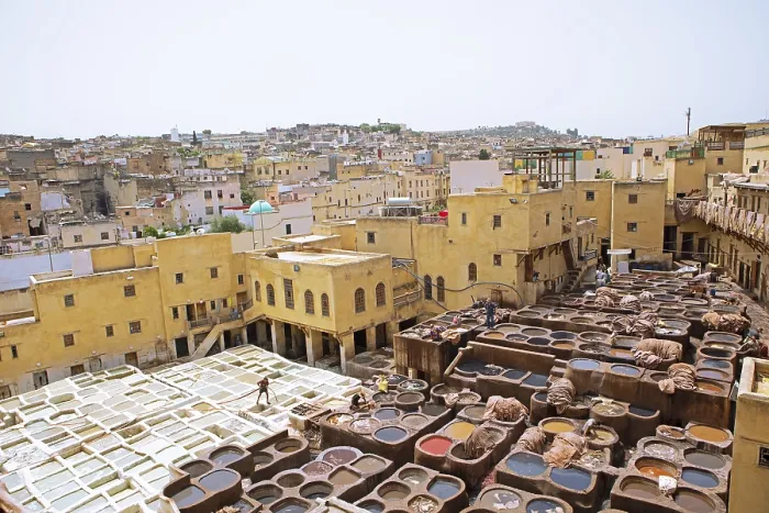Framed Print : Workers Dyeing Leather Print, Fez, Morocco Framed Print : Workers Dyeing Leather Print, Fez, Morocco