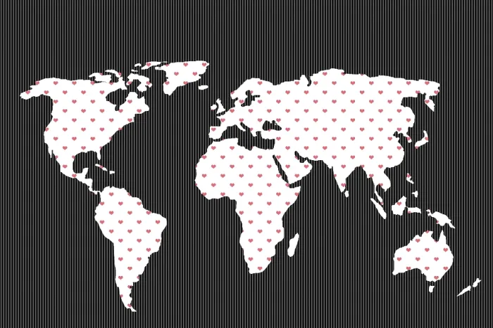 Framed Print : Heart Pattern World Map Print Framed Print : Heart Pattern World Map Print