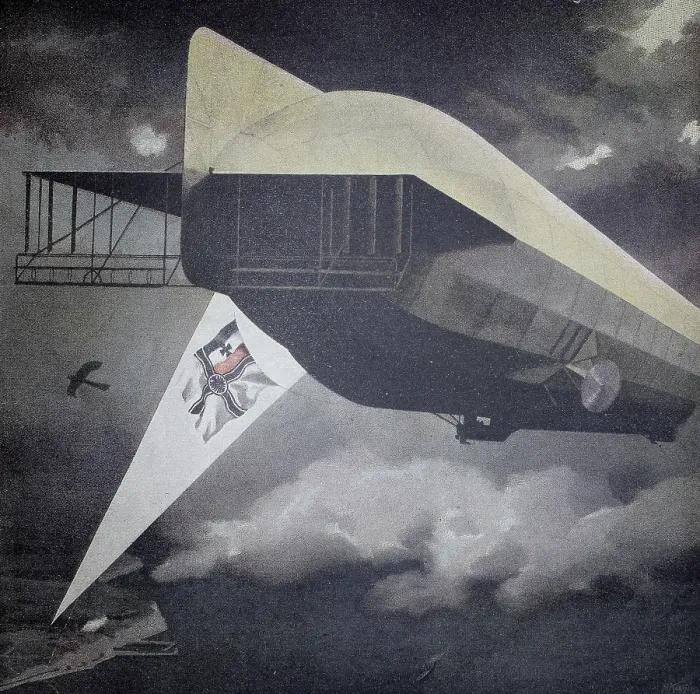 Framed Print : World War 1 Zeppelin Print, Original Colouring from 1915 Framed Print : World War 1 Zeppelin Print, Original Colouring from 1915