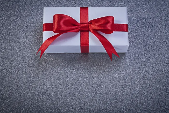 Framed Print : Wrapped Present Box Print on Grey Surface Framed Print : Wrapped Present Box Print on Grey Surface