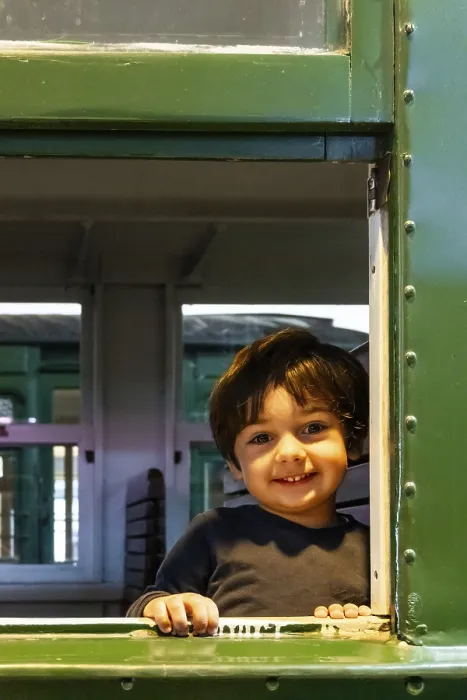 Framed Print : Train Window Print: Smiling Young Boy Framed Print : Train Window Print: Smiling Young Boy