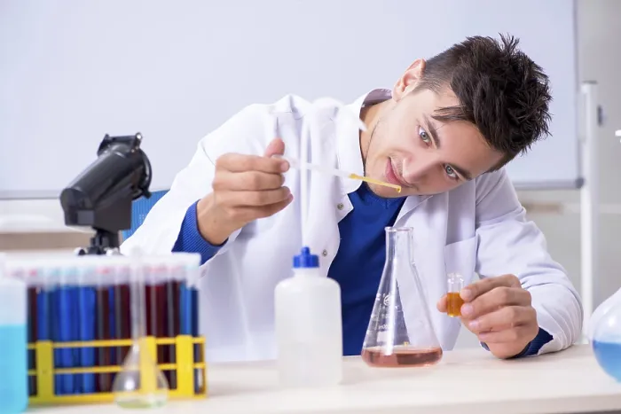 Framed Print : Young Chemist in Lab Print Framed Print : Young Chemist in Lab Print