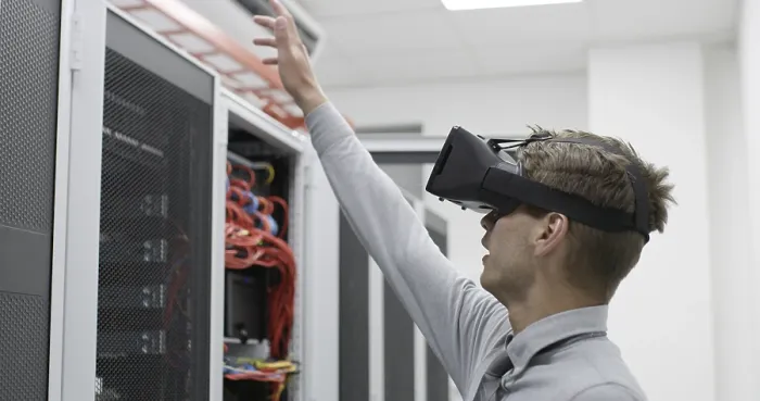Framed Print : Young IT Engineer in Virtual Reality Print Framed Print : Young IT Engineer in Virtual Reality Print