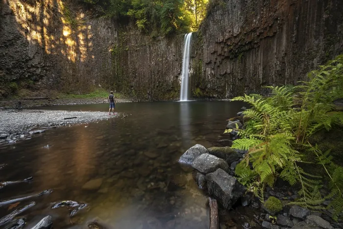 Framed Print : Young Man in Front of Abiqua Falls Print Framed Print : Young Man in Front of Abiqua Falls Print