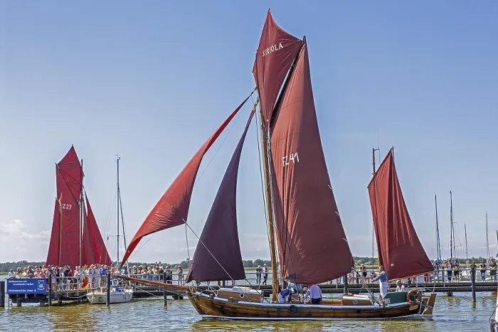 Framed Print : Zeesboote in the harbour, Wustrow Print, Germany