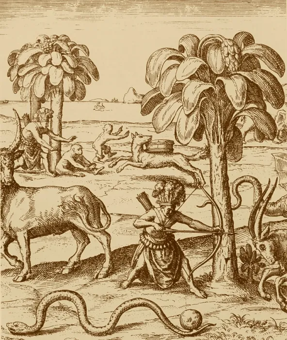Framed Print : Print of Exploration 1598: Apes and Men Together Framed Print : Print of Exploration 1598: Apes and Men Together