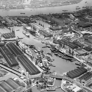 London Docks 1958 Print: Aerial photograph of Greenland Dock London Docks 1958 Print: Aerial photograph of Greenland Dock