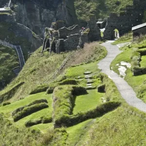 Tintagel Castle Print, Dark Age Houses in Cornwall Tintagel Castle Print, Dark Age Houses in Cornwall