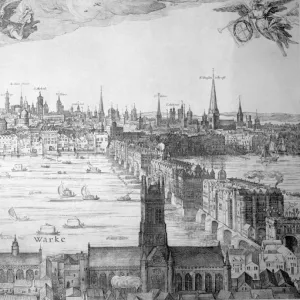Print of Old London Bridge from Southwark Print of Old London Bridge from Southwark