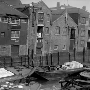 Dunbar Wharf Print, a 20th-century photograph of a Thames-side wharf Dunbar Wharf Print, a 20th-century photograph of a Thames-side wharf
