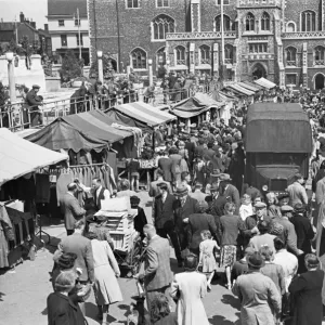 Print of Norwich Market in 1948 Print of Norwich Market in 1948