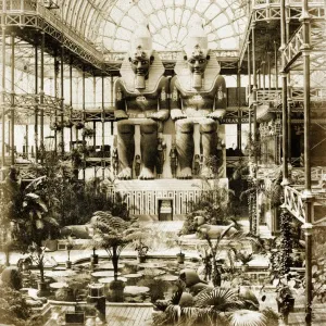 Print of Crystal Palace interior, featuring Rameses II figures Print of Crystal Palace interior, featuring Rameses II figures