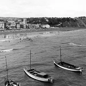 Boats near The Grand Pier at Teignmouth, Devon, September 1933