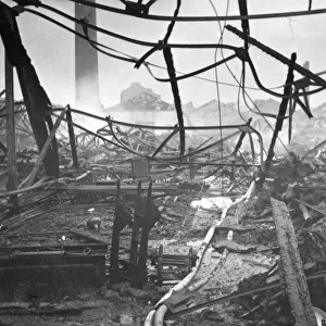 Bomb damage to the GWRs salvage warehouse in London, 1940
