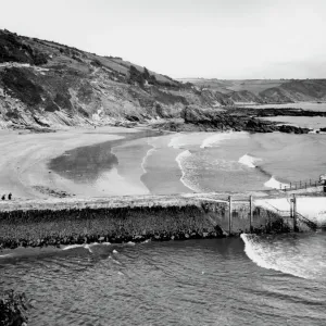 Print of The Banjo Pier at Looe, Cornwall