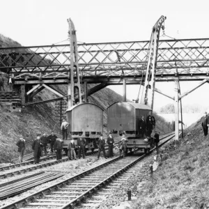 Print of Footbridge at Saltford, c1900: Steam Crane Operation