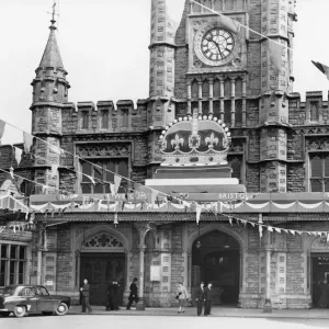 Print of Bristol Temple Meads Station Decorations 1956