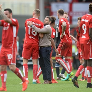 Bristol City's Lee Johnson Celebrates with Aaron Wilbraham After Derby County Win