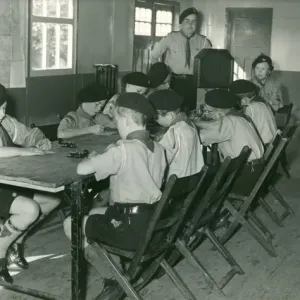 Boy Scouts Learning Morse Code Print, 1950 Boy Scouts Learning Morse Code Print, 1950