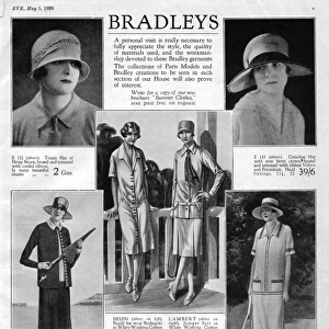 Advert for Bradleys featuring summer outfits, London, 1926