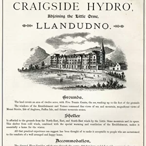 Advert, Craigside Hydro, Llandudno, Wales