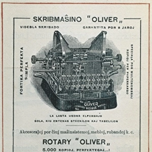 Advertisement in Esperanto on writing machines