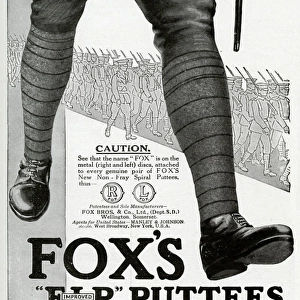 Advert for Foxs puttees stockings 1916