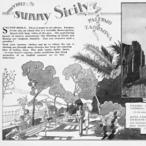 Advert for holidays to Sicily, 1927