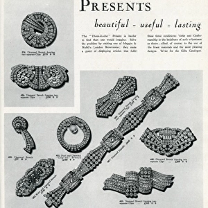 Advert for Mappin & Webb bracelets and clip brooches 1937