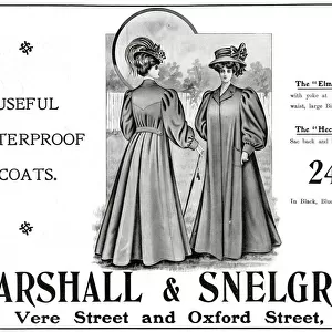 Advert for Marshall Snelgrove waterproof coats 1907 Advert for Marshall