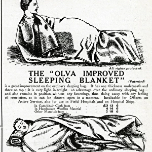 Advert for the Olva sleeping blanket, WW1
