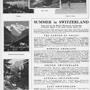 Advert for summer holidays in Switzerland, 1927