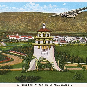 Air liner arriving at Hotel Agua Caliente, Tijuana, Mexico